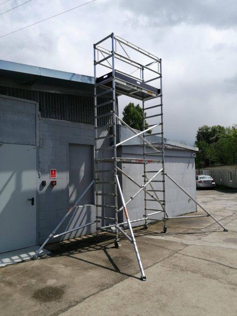 Rusztowanie aluminiowe wąskie wysokość robocza 6m na wynajem