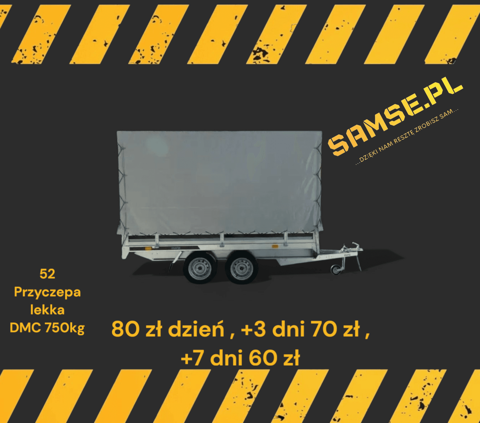 Przyczepa lekka DMC 750kg TEMARED TRANSPORTER 3015/2 na wynajem