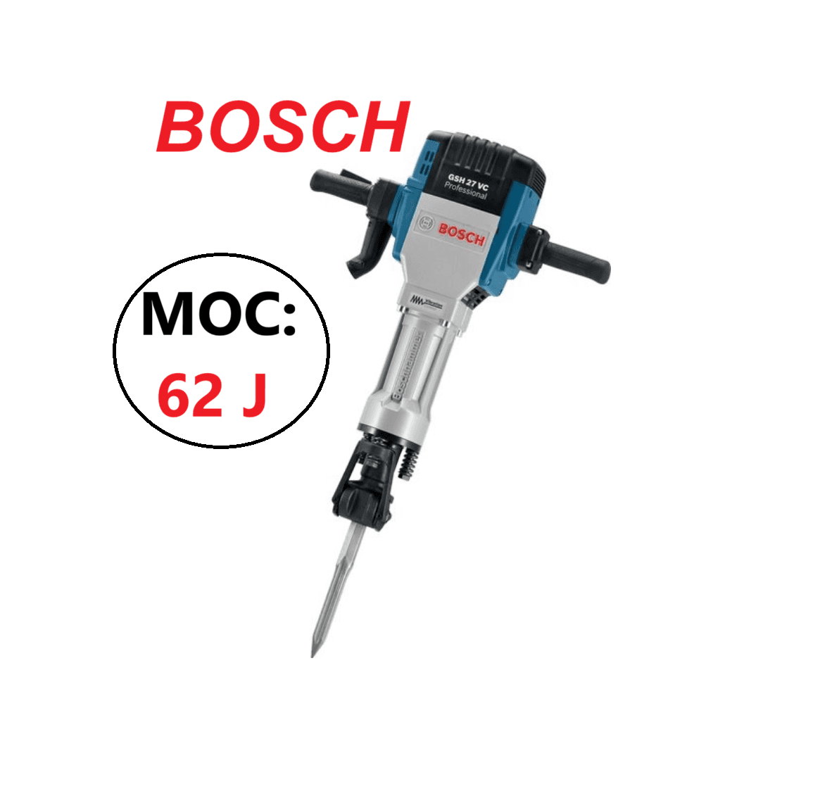 Wynajem młot wyburzeniowy, udarowy BOSCH GSH 27 VC 62J - 29 kG na wynajem - 1