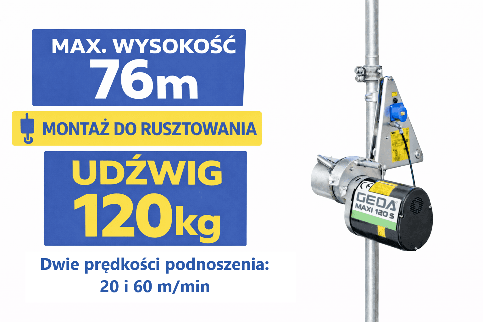 Wciągarka linowa budowlana GEDA MAXI 120S - 81m na wynajem - 1