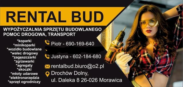 Wypożyczalnia sprzętu budowlanego oraz sprzedaż kruszyw ozdobnych RENTAL BUD Justyna Dusza-Kumor 