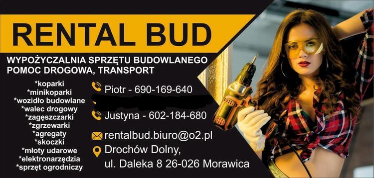 Wypożyczalnia sprzętu budowlanego oraz sprzedaż kruszyw ozdobnych RENTAL BUD Justyna Dusza-Kumor  logo