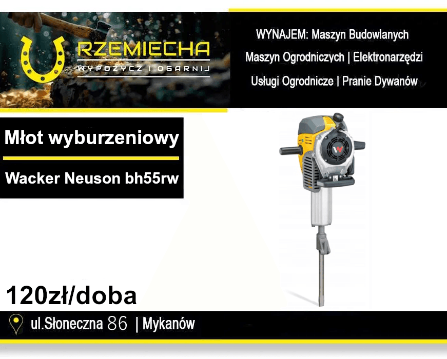 Młot wyburzeniowy Wacker Neuson bh55rw na wynajem