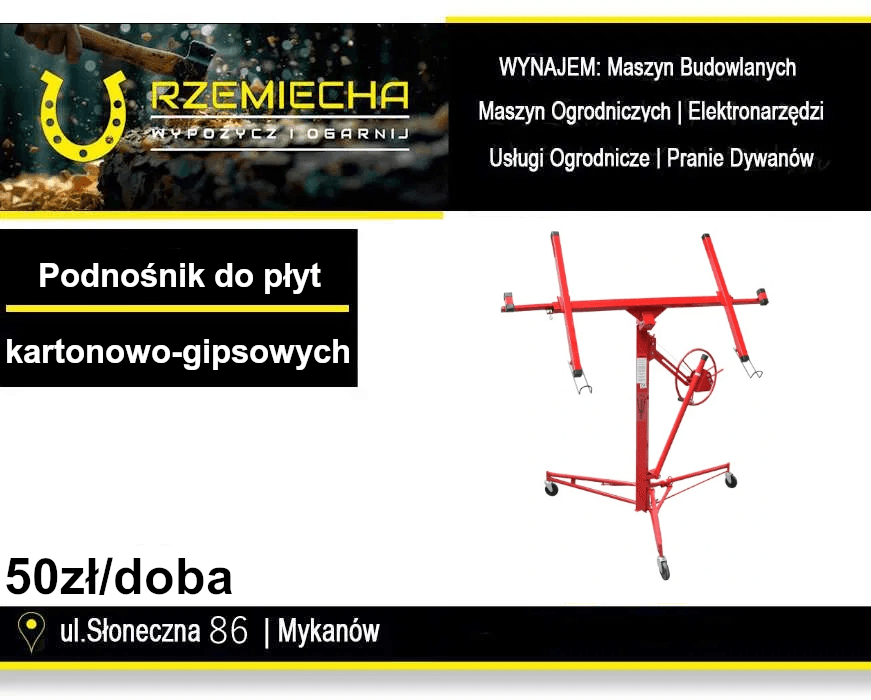 Podnośnik do płyt gipsowych, osb na wynajem